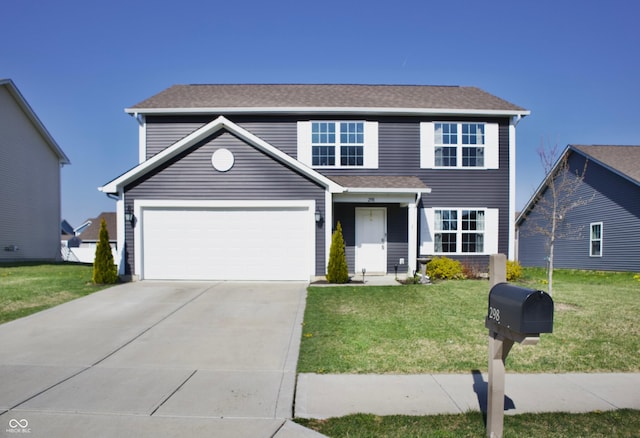 298 Rocky Rd, Greenfield, IN 46140 - traditional-style home featuring a garage, a front yard, and concrete driveway