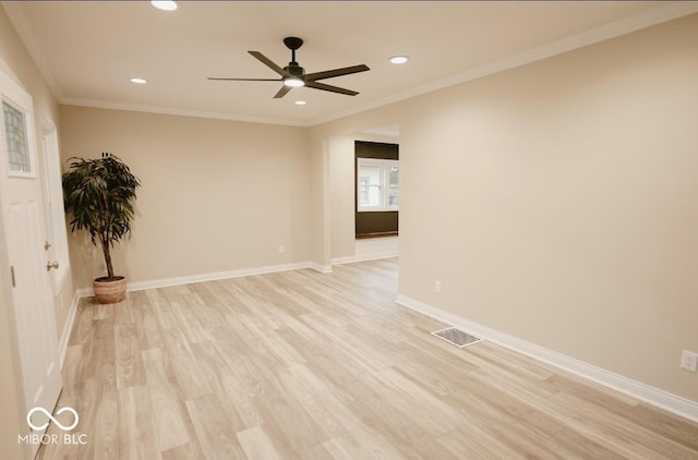 4504 Winthrop Ave, Indianapolis, IN 46205 - empty room with ceiling fan, recessed lighting, visible vents, and light wood-style flooring
