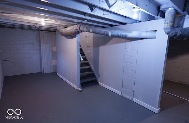 4504 Winthrop Ave, Indianapolis, IN 46205 - finished below grade area featuring stairway and concrete block wall