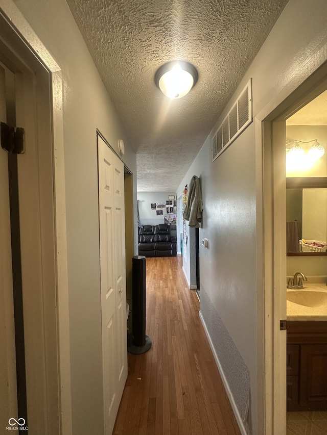 4930 Candy Spots Dr, Indianapolis, IN 46237 - corridor with a textured ceiling and hardwood / wood-style flooring