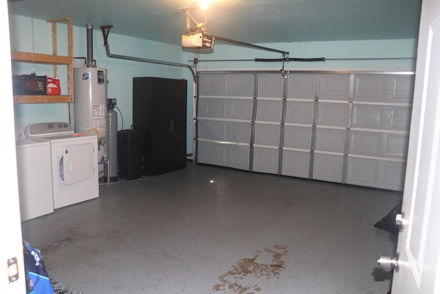 8137 S Delaware St, Indianapolis, IN 46227 - garage with a garage door opener, water heater, and washing machine and clothes dryer