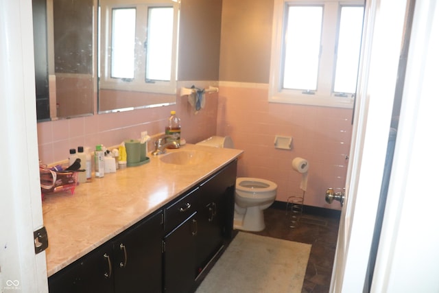 8137 S Delaware St, Indianapolis, IN 46227 - bathroom with a wealth of natural light, a wainscoted wall, toilet, and vanity