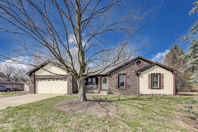 7152 Sandalwood Dr, Avon, IN 46123 - single story home featuring a front yard, brick siding, concrete driveway, and an attached garage