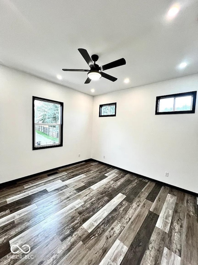 511 N Clark St, Lebanon, IN 46052 - empty room featuring recessed lighting, wood finished floors, baseboards, and ceiling fan