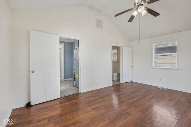 1039 S Ohio St, Martinsville, IN 46151 - unfurnished bedroom featuring connected bathroom, visible vents, baseboards, and wood finished floors