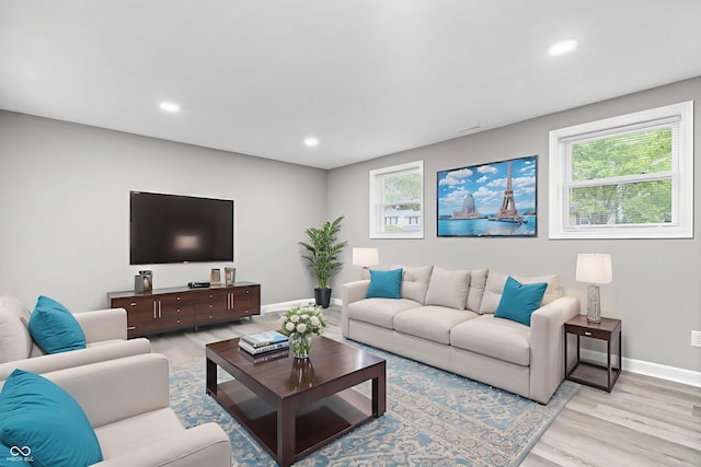 1641 Whistler Ter, Indianapolis, IN 46229 - living room with light wood-style flooring, baseboards, plenty of natural light, and recessed lighting