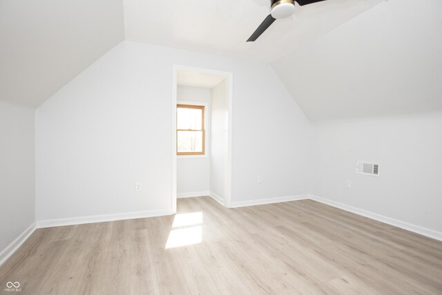 249 N Hamilton Ave, Indianapolis, IN 46201 - additional living space featuring vaulted ceiling, a ceiling fan, wood finished floors, and visible vents