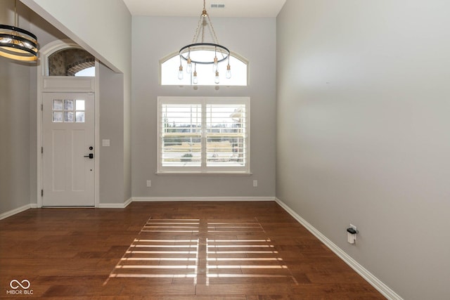 3792 Waterfront Way, Plainfield, IN 46168 - foyer entrance featuring a chandelier, baseboards, and wood finished floors