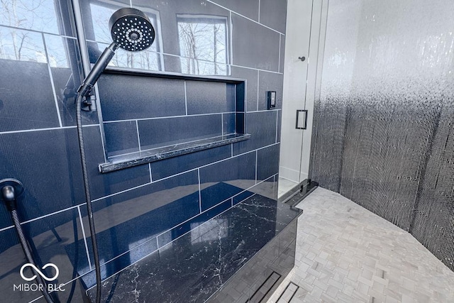 395 Breakwater Dr, Fishers, IN 46037 - bathroom with tile patterned floors and tiled shower