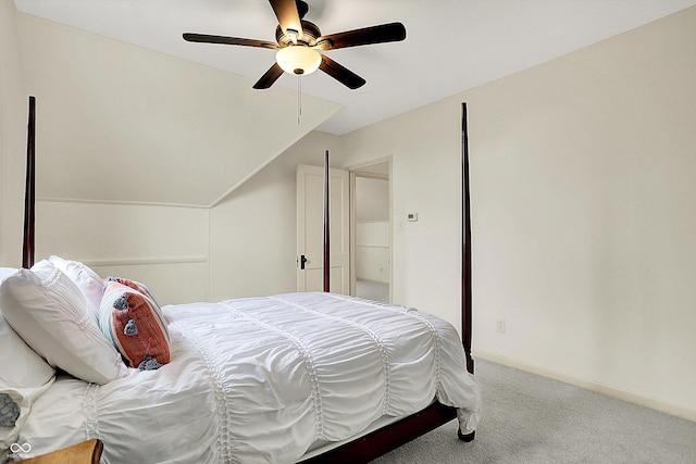 450 W Ash St, Zionsville, IN 46077 - bedroom featuring carpet floors, ceiling fan, and lofted ceiling