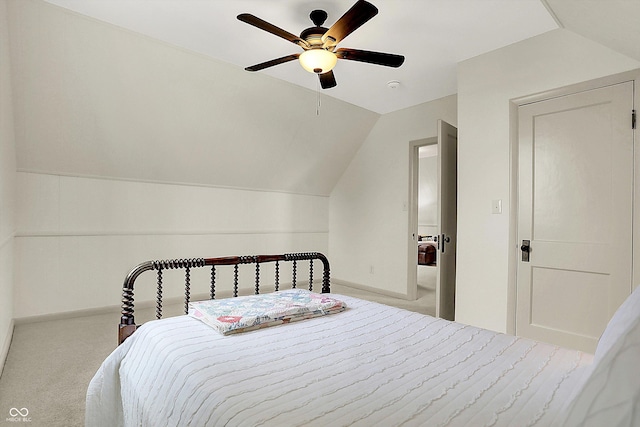 450 W Ash St, Zionsville, IN 46077 - carpeted bedroom featuring ceiling fan, baseboards, and lofted ceiling