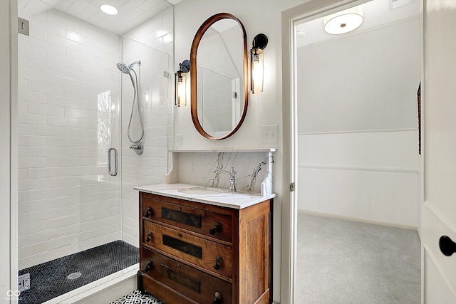 450 W Ash St, Zionsville, IN 46077 - bathroom featuring a shower stall and vanity