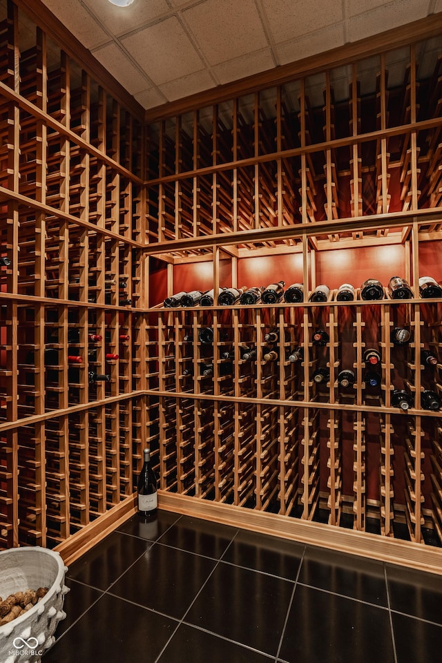 wine area featuring tile patterned flooring