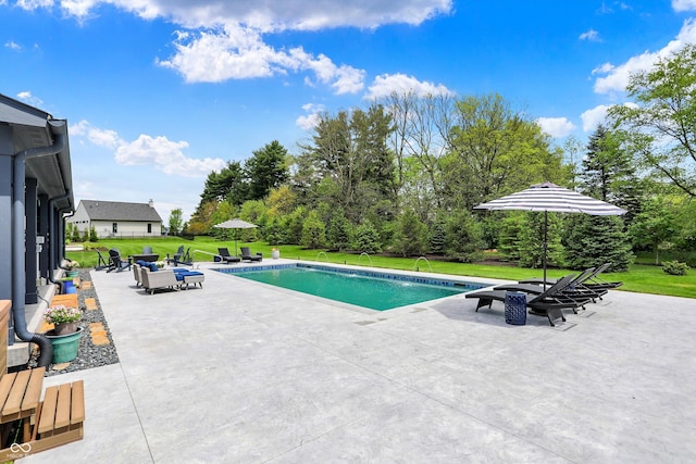 5120 Melbourne Pl, Zionsville, IN 46077 - outdoor pool featuring a patio and a lawn