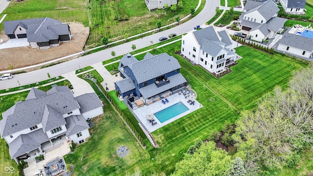 5120 Melbourne Pl, Zionsville, IN 46077 - aerial perspective of suburban area featuring a pool