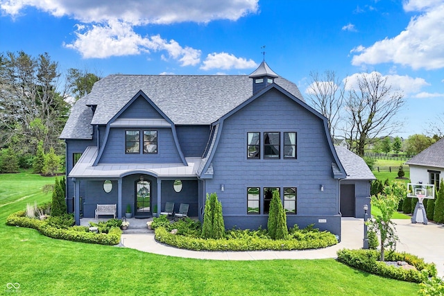 5120 Melbourne Pl, Zionsville, IN 46077 - view of front of house featuring covered porch, a front yard, and a shingled roof