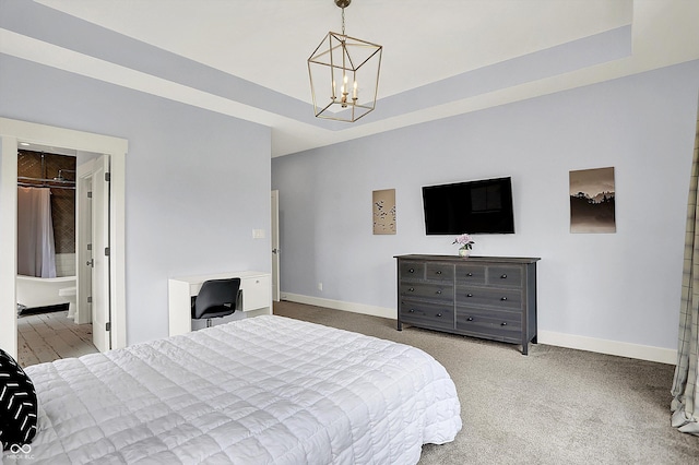 5120 Melbourne Pl, Zionsville, IN 46077 - bedroom with a chandelier, baseboards, and carpet floors