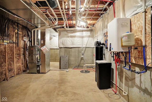 5120 Melbourne Pl, Zionsville, IN 46077 - unfinished basement with water heater and heating unit