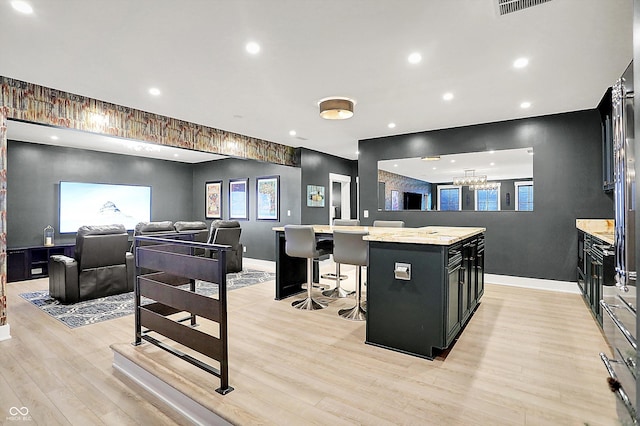 5120 Melbourne Pl, Zionsville, IN 46077 - office featuring light wood-type flooring, a chandelier, baseboards, and recessed lighting