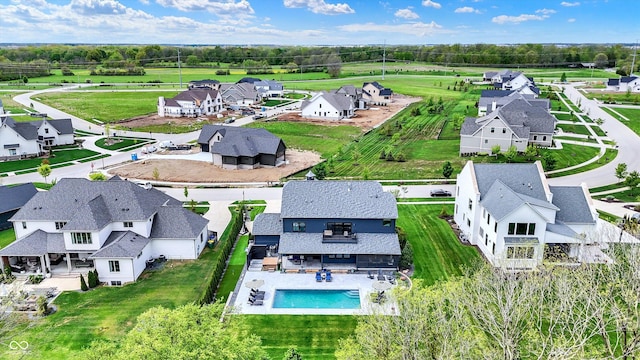 5120 Melbourne Pl, Zionsville, IN 46077 - aerial perspective of suburban area featuring a pool