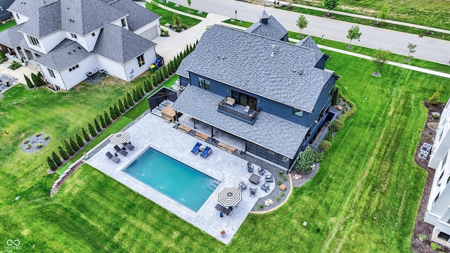 5120 Melbourne Pl, Zionsville, IN 46077 - view from above of property with a pool