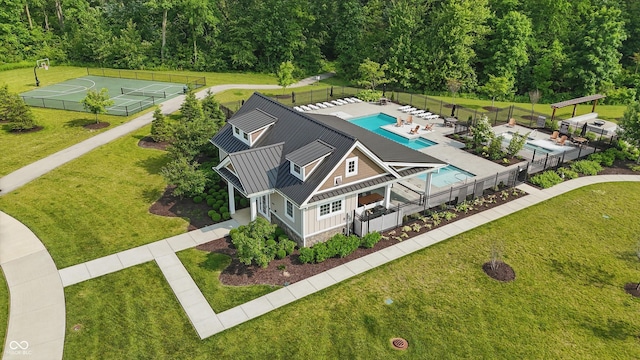5120 Melbourne Pl, Zionsville, IN 46077 - view from above of property featuring a pool