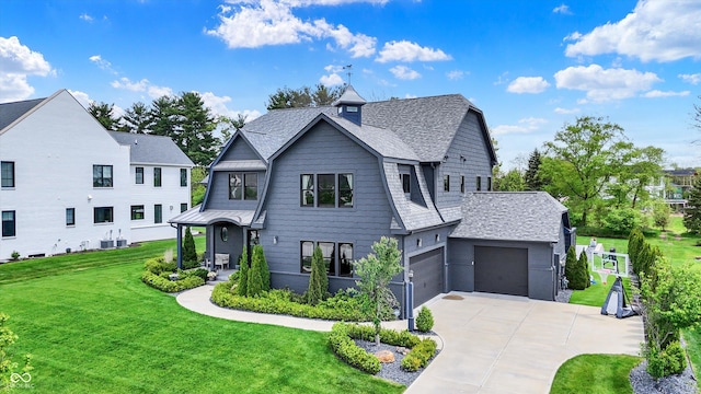 5120 Melbourne Pl, Zionsville, IN 46077 - view of front of property with a front lawn, driveway, a shingled roof, and an attached garage
