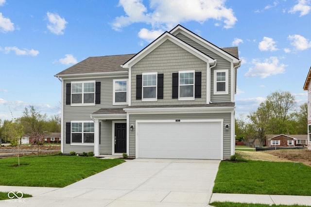 3913 Highcrest Rd, Indianapolis, IN 46239 - view of front of house with driveway, a front yard, and a garage