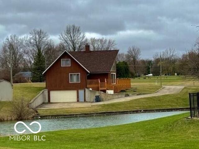 1 Vaught Rd, Hartford City, IN 47348 - exterior space with a lawn and a wooden deck