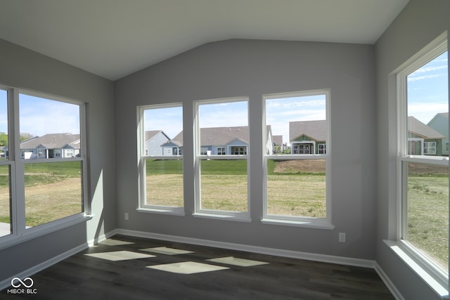 10609 Banyan Wood Ct, Indianapolis, IN 46239 - unfurnished sunroom featuring plenty of natural light, vaulted ceiling, and a residential view