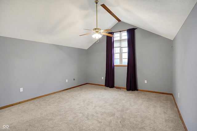 5371 Lue Ann Ln, Mooresville, IN 46158 - additional living space featuring baseboards, carpet flooring, lofted ceiling, and a ceiling fan