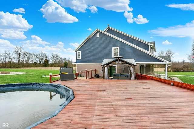 5371 Lue Ann Ln, Mooresville, IN 46158 - rear view of property featuring a lawn and a wooden deck