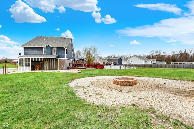 5371 Lue Ann Ln, Mooresville, IN 46158 - view of yard with a fire pit, a sunroom, and fence