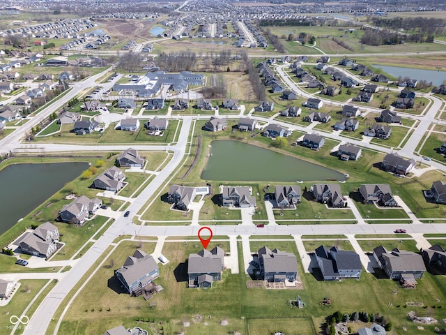 2314 Angelina Way, Greenwood, IN 46143 - drone / aerial view featuring a residential view and a water view