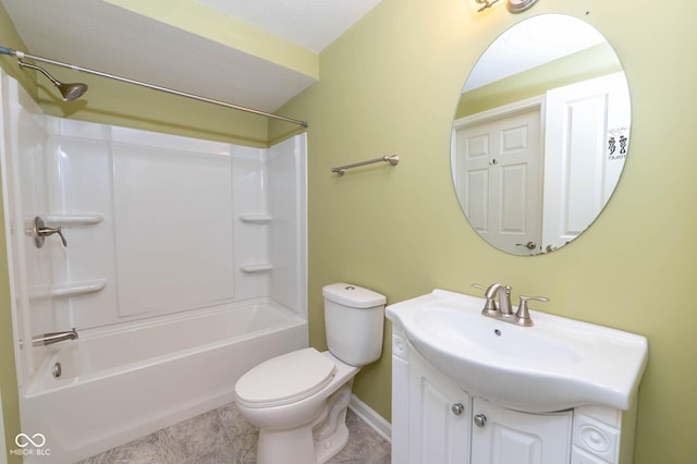 2314 Angelina Way, Greenwood, IN 46143 - full bath featuring bathtub / shower combination, toilet, baseboards, and vanity