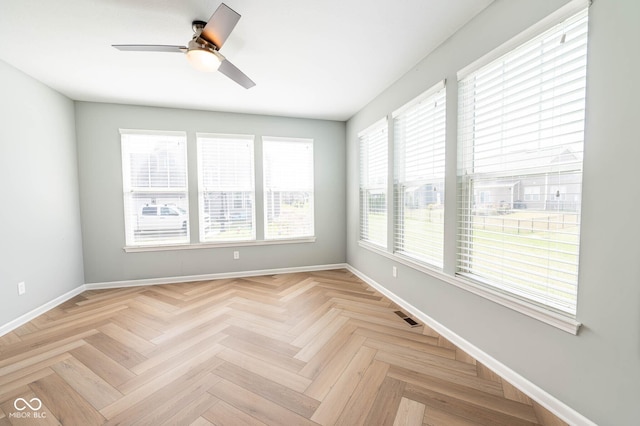 2314 Angelina Way, Greenwood, IN 46143 - spare room featuring baseboards, visible vents, and ceiling fan