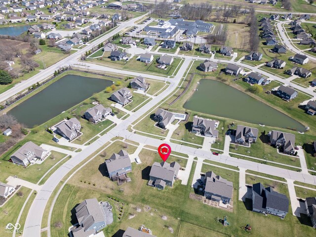 2314 Angelina Way, Greenwood, IN 46143 - birds eye view of property with a residential view and a water view