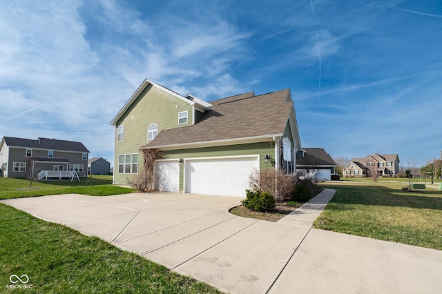 2314 Angelina Way, Greenwood, IN 46143 - view of home's exterior with a garage, concrete driveway, a yard, and a residential view