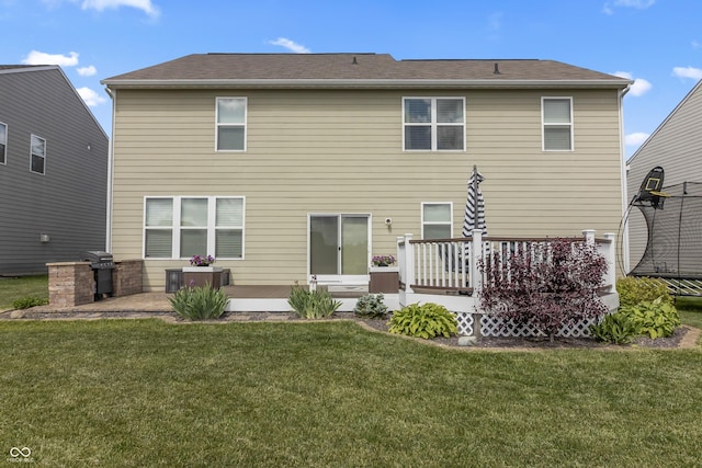 12959 Balfour Rd, Fishers, IN 46037 - rear view of property with a patio area, a yard, cooling unit, and a wooden deck