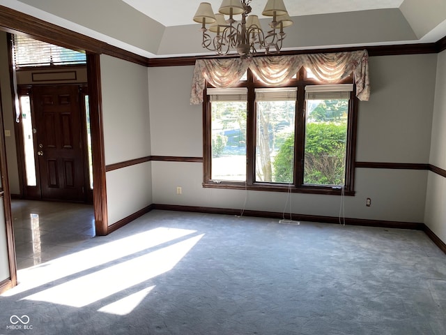 11967 Windpointe Pass, Carmel, IN 46033 - carpeted spare room with a chandelier and baseboards
