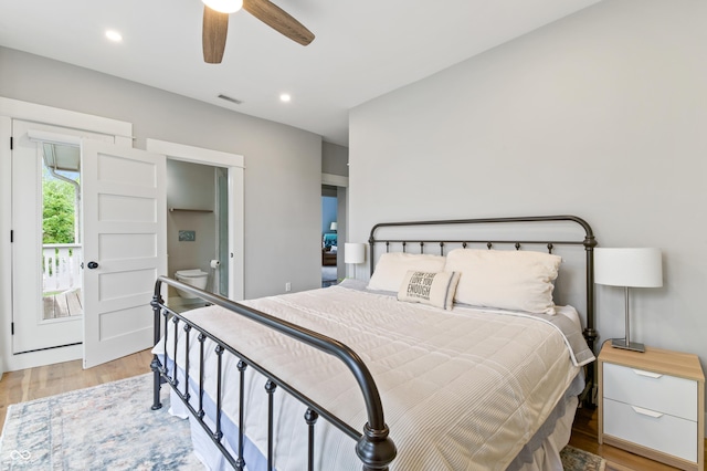 1665 N College Ave, Indianapolis, IN 46202 - bedroom featuring light wood-style floors, ceiling fan, and recessed lighting
