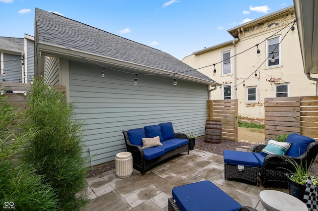 1665 N College Ave, Indianapolis, IN 46202 - view of patio / terrace with an outdoor living space and fence