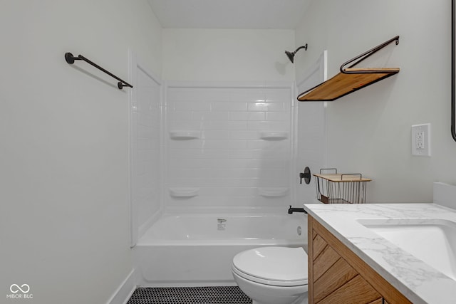 843 N Oxford St, Indianapolis, IN 46201 - bathroom with vanity, shower / tub combination, and tile patterned floors