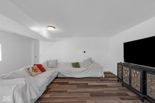 living room with wood finished floors and a textured ceiling
