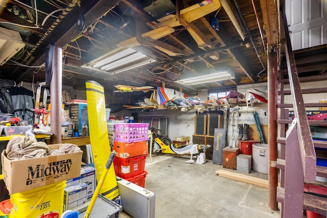 view of unfinished basement
