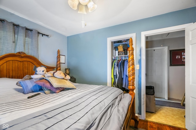 bedroom with a closet and a walk in closet