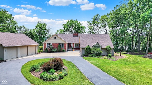 22 Point Ln, Arcadia, IN 46030 - view of front facade featuring a front lawn, a chimney, and brick siding