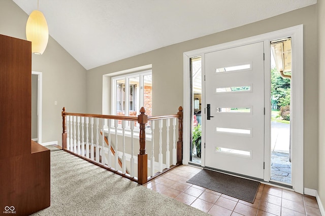22 Point Ln, Arcadia, IN 46030 - entrance foyer featuring healthy amount of natural light, lofted ceiling, and light tile patterned floors