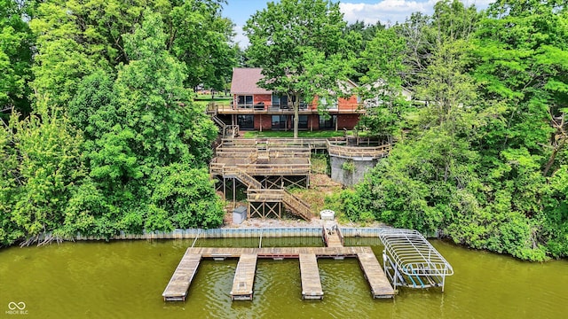 22 Point Ln, Arcadia, IN 46030 - dock featuring stairway and a deck with water view
