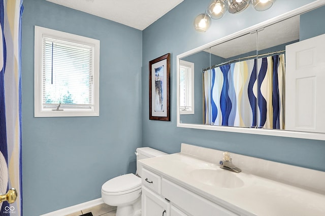 22 Point Ln, Arcadia, IN 46030 - bathroom with vanity, tile patterned floors, and curtained shower